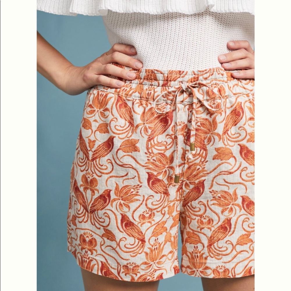 Anthropologie Orange Floral Women Shorts